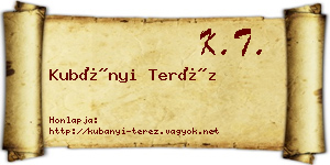 Kubányi Teréz névjegykártya